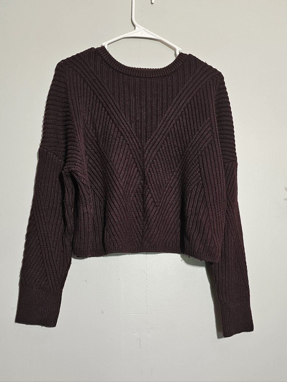 Express plum cropped knit sweater